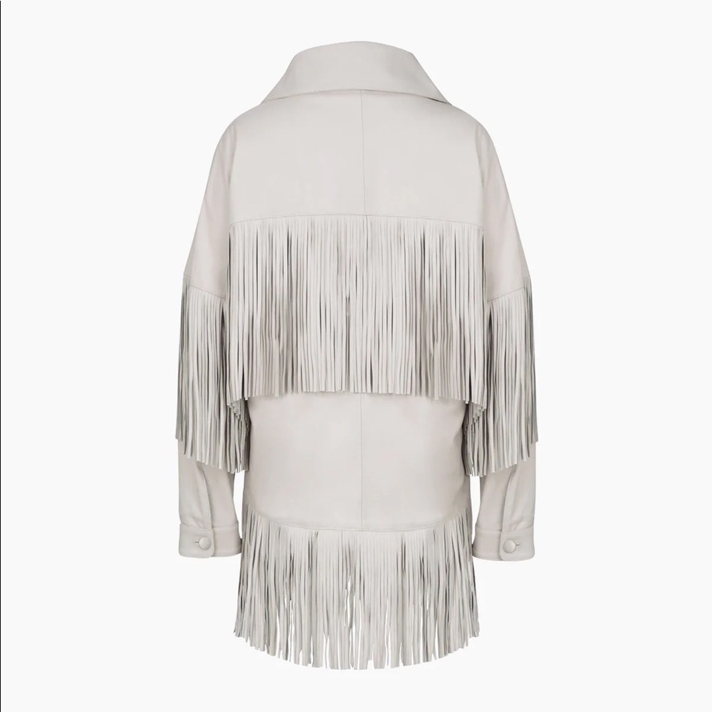 NWT DANCASSAB LORETTA FRINGE JACKET SZ M DOVE GRAY Coastal Cowgirl Z174 - Picture 5 of 11